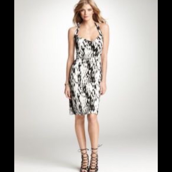 NWOT Ann Taylor Black & White Printed Halter Dress - Picture 2 of 11
